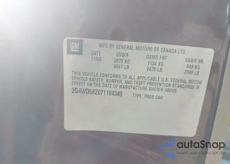 2007 Buick Lacrosse Cxl z USA, uszkodzony, nr VIN 2G4WD582071184349